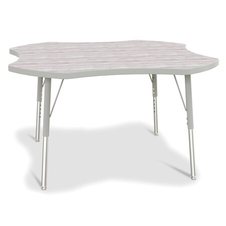 Jonti-Craft Berries Four Leaf Activity Table, E-height, Driftwood Gray/Gray/Gray 6453JCE450